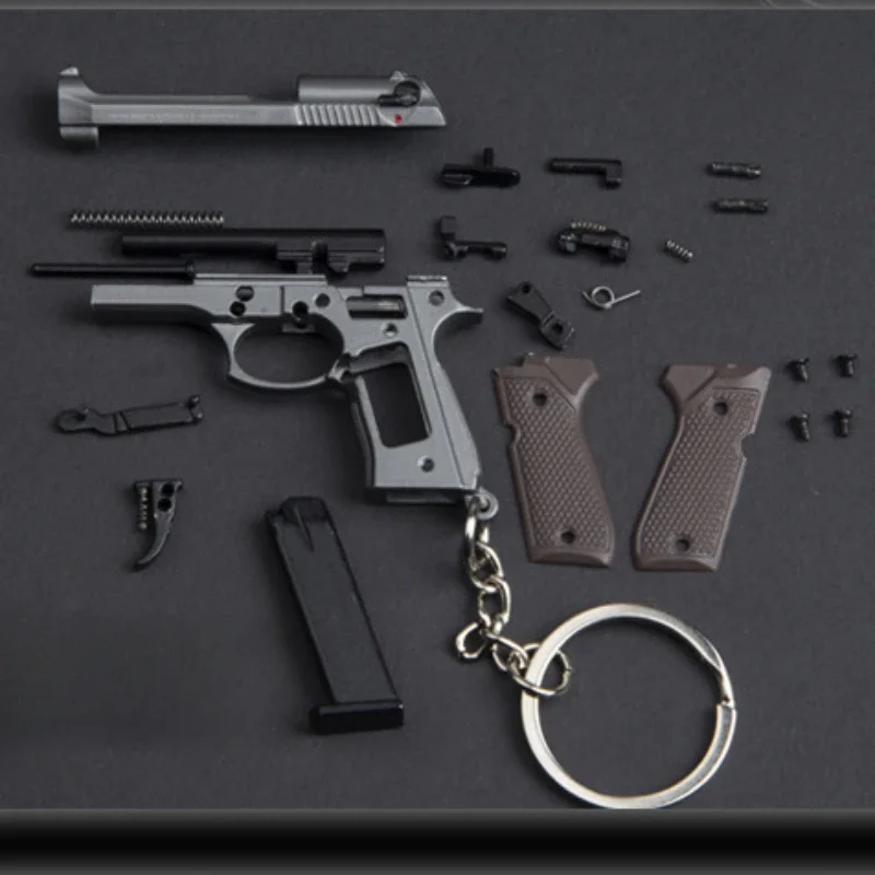 1:4 Alloy 92F Pistol Model Keychain Portable Toy Gun Detachable Fidget Toy Fake Gun for Boy Collection Adults Gift