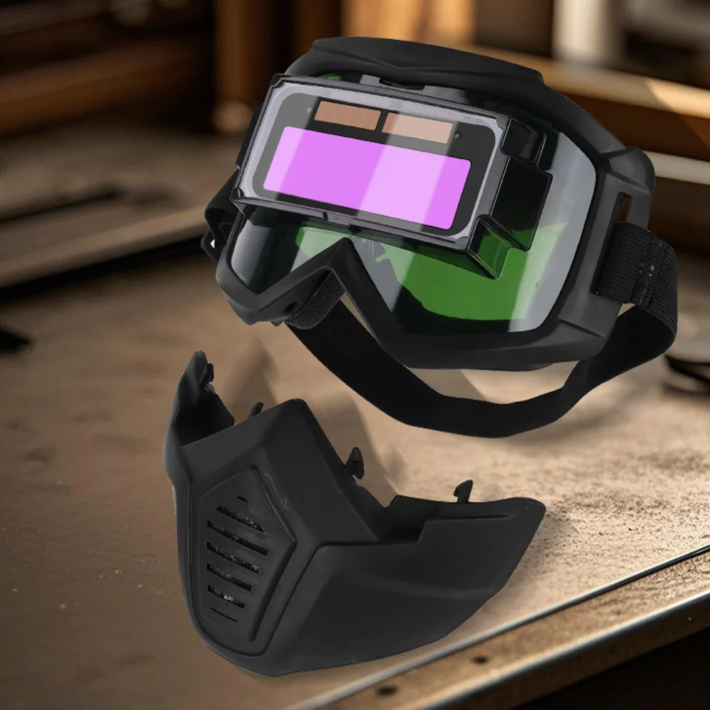 Auto Darkening Welding Glasses Adjustable Band Split Type Face Shield Detachable Impact Resistant Face Protector