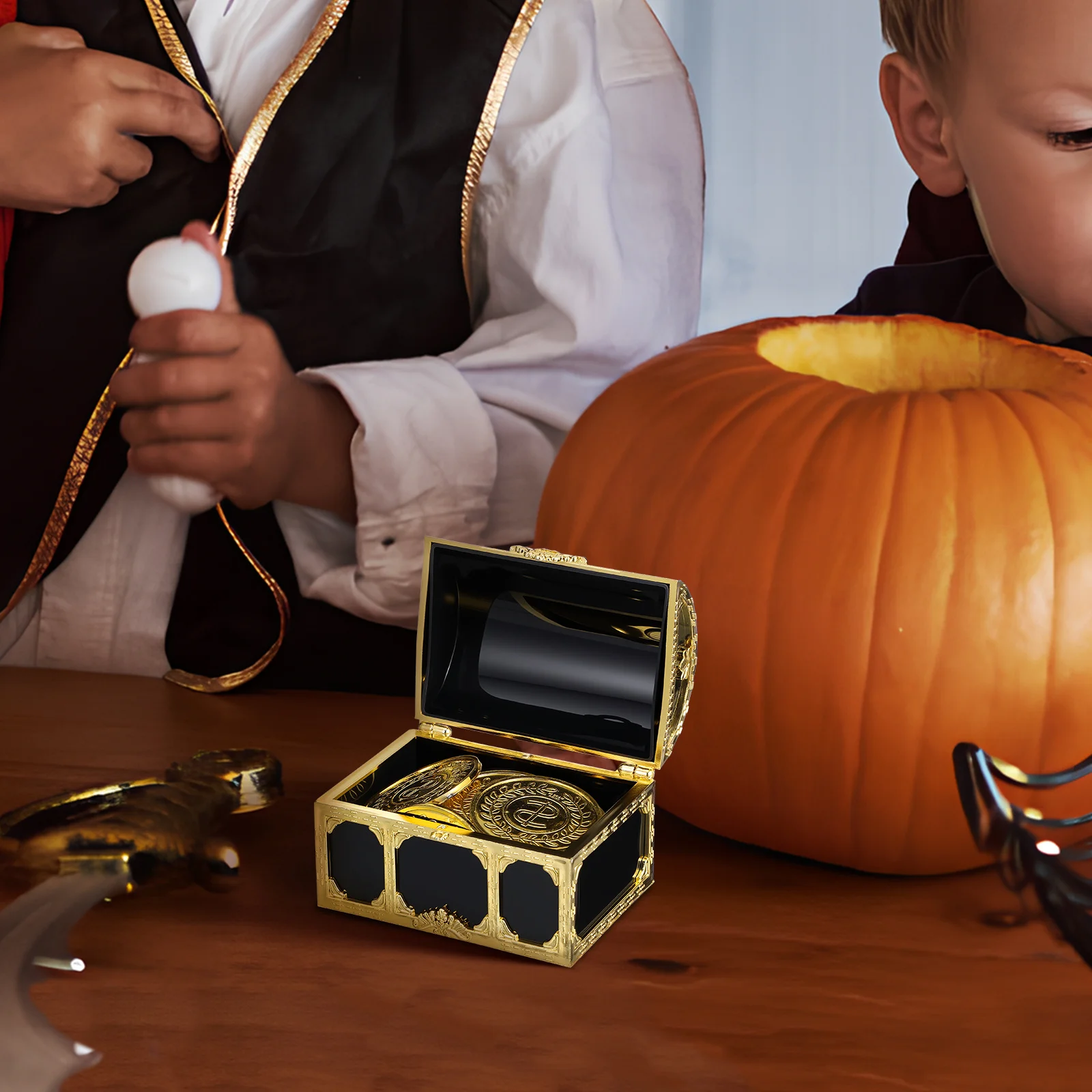 10 szt. Mini Skrzynie Skarbów Pirackich dla Dzieci, Plastikowe Skrzynki, Dużo Małych Skrzynek Skarbów, Retro Zestaw do Zabawy Pirackiej, Nagroda do Klasy