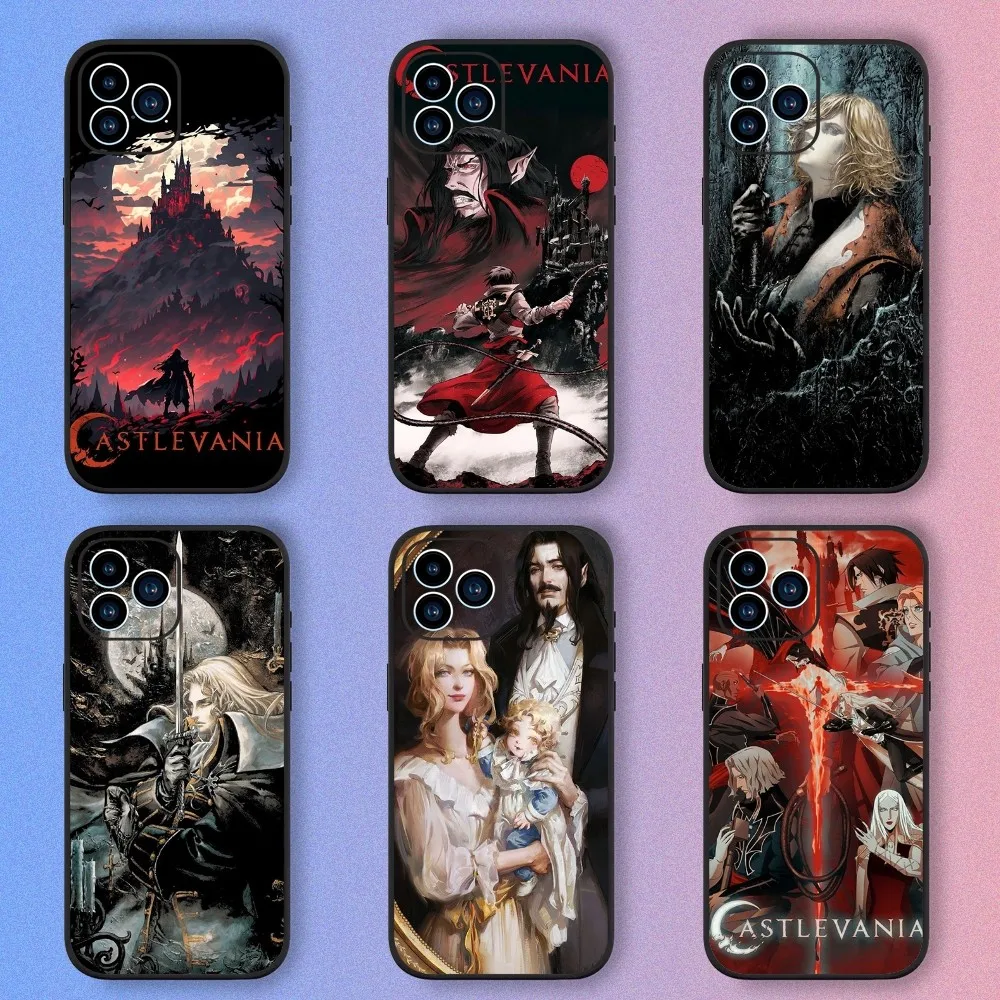 Bilibili Castlevania Phone Case For iPhone 15,14,13,12,11,XS,XR,X,8,7,Pro,Max,Plus,mini Silicone Black Cover