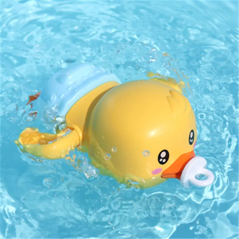 Juguetes de baño para bebé, cadena de agua con mecanismo de relojería, bonito pato amarillo para nadar, piscina, playa, juguete clásico para niños