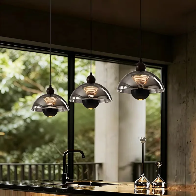 Modern bar counter long chandelier modern glass aluminum home restaurant hotel LED decorative ceiling chandelier