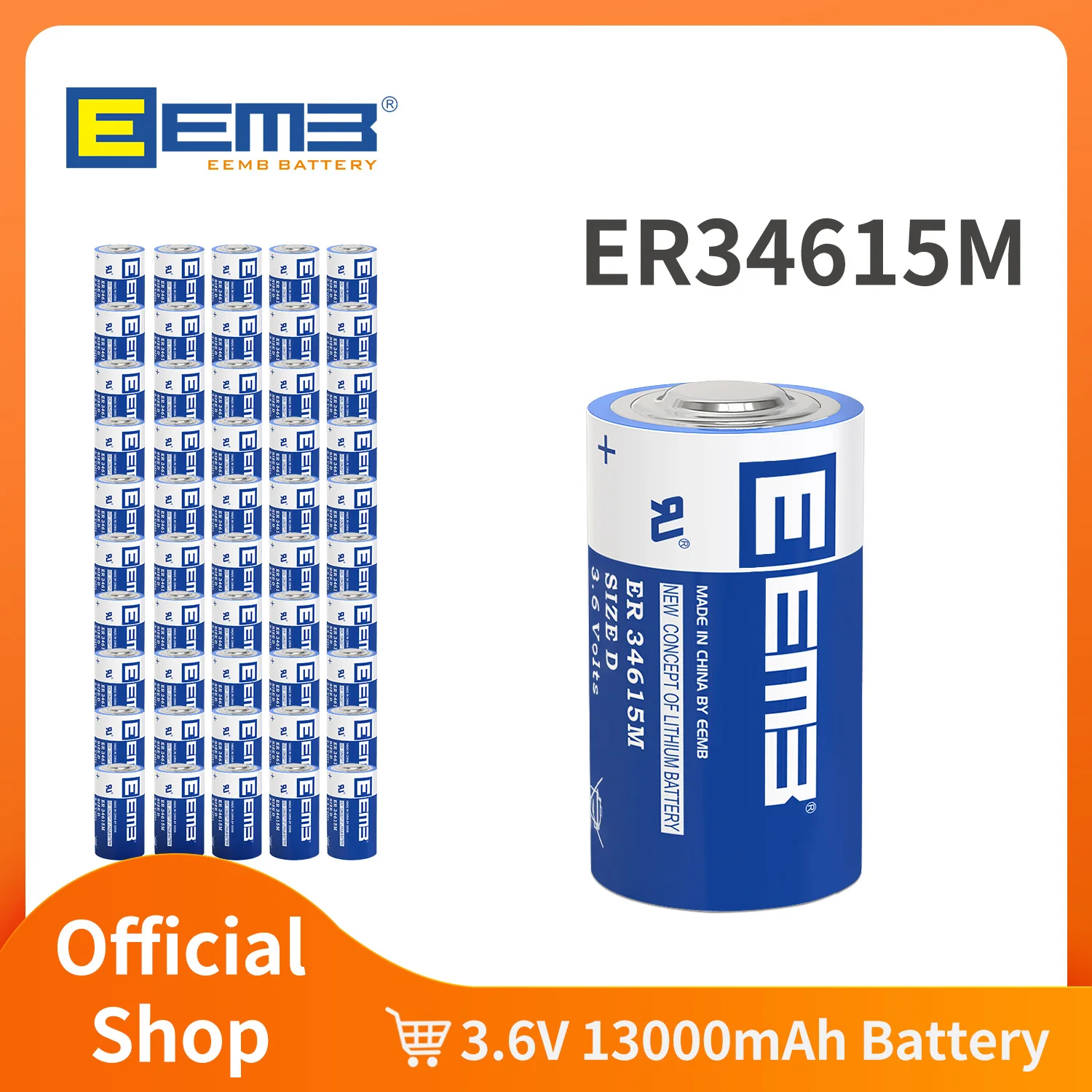 1 ~ 50pcs EEB er34615m البطارية 3.6V د حجم بطارية ليثيوم 13000 ماه غير قابلة للشحن ، نوع السلطة بطارية ليثيوم