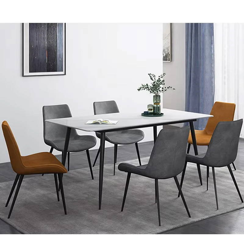 

Modern Slate Table Top Rectangle Dining Table 4 6 Chairs Durable Dining Set