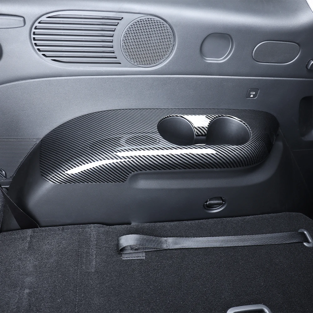 For Hyundai Palisade LX3 2025 2026 Third Row Water Cup Holder Cover Carbon Fiber Wood Grain Style Car Inner LHD - Image 2