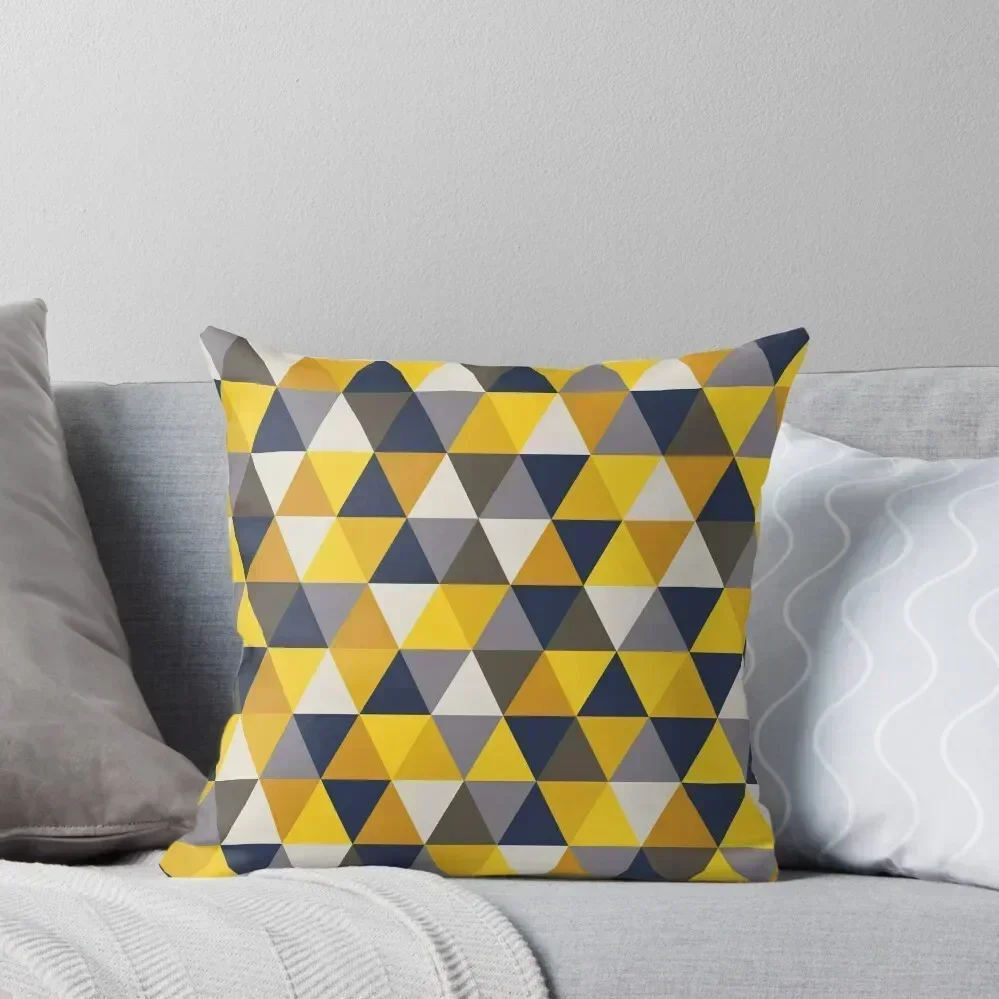 

Grey, Blue and Mustard Yellow Geometric Throw Pillow Embroidered Cushion Cover Sofa Cushion Cover pillow