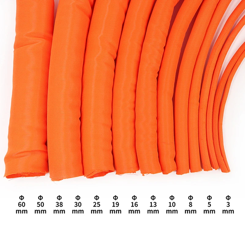 1~10m PET Expandable Braided Sleeve Orange 3~60mm Self-Closed Insulated Wrap Self Closing Sleeved Line Organizer Cable Protector