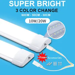 3 Color Change Led Kitchen Cabinet Lamp 60CM 50CM 30CM Tube Lighting 20W 10W Wall Tube Light 110V 220V Indoor Lighting fixture