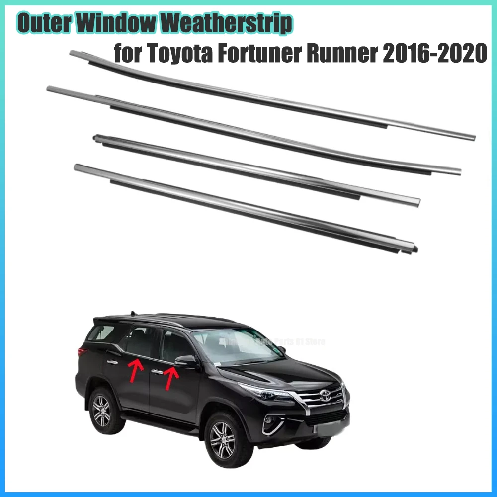 Outer Window Weatherstrip Seal Trim for Toyota Fortuner / Runner 2016-2020 Door Glass Belt Molding Water Deflector Strip