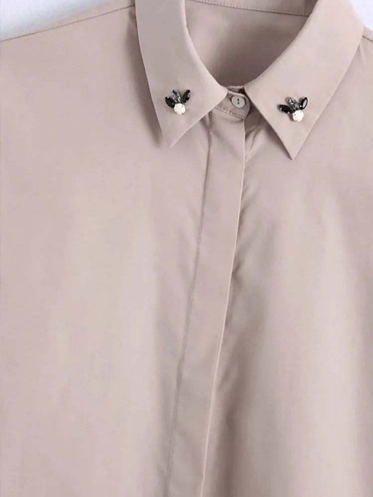 أزياء فانوس كم المرأة قميص بلون واحدة الصدر كل مباراة معطف الخريف بسيط عارضة التنقل قمم