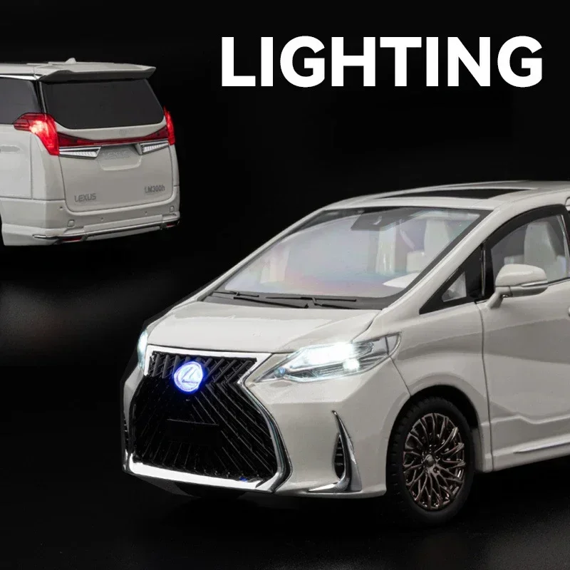 Diecasts 1:18 Muscle Car Model LM300 MPV Legering Geluid en Licht Trek Speelgoed Collectibles verjaardagscadeau