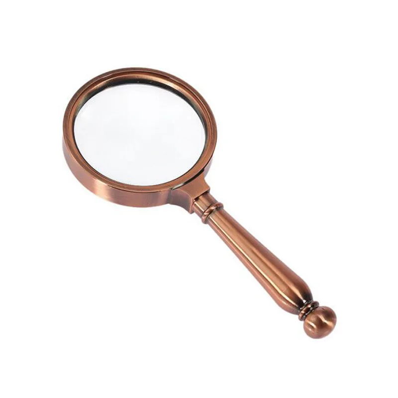 8X Handheld Magnifying Glass, Retro Metal Handle Optical Glass Lens Magnifier for Reading, Repair, Coin, Glass Magnifier Loupe