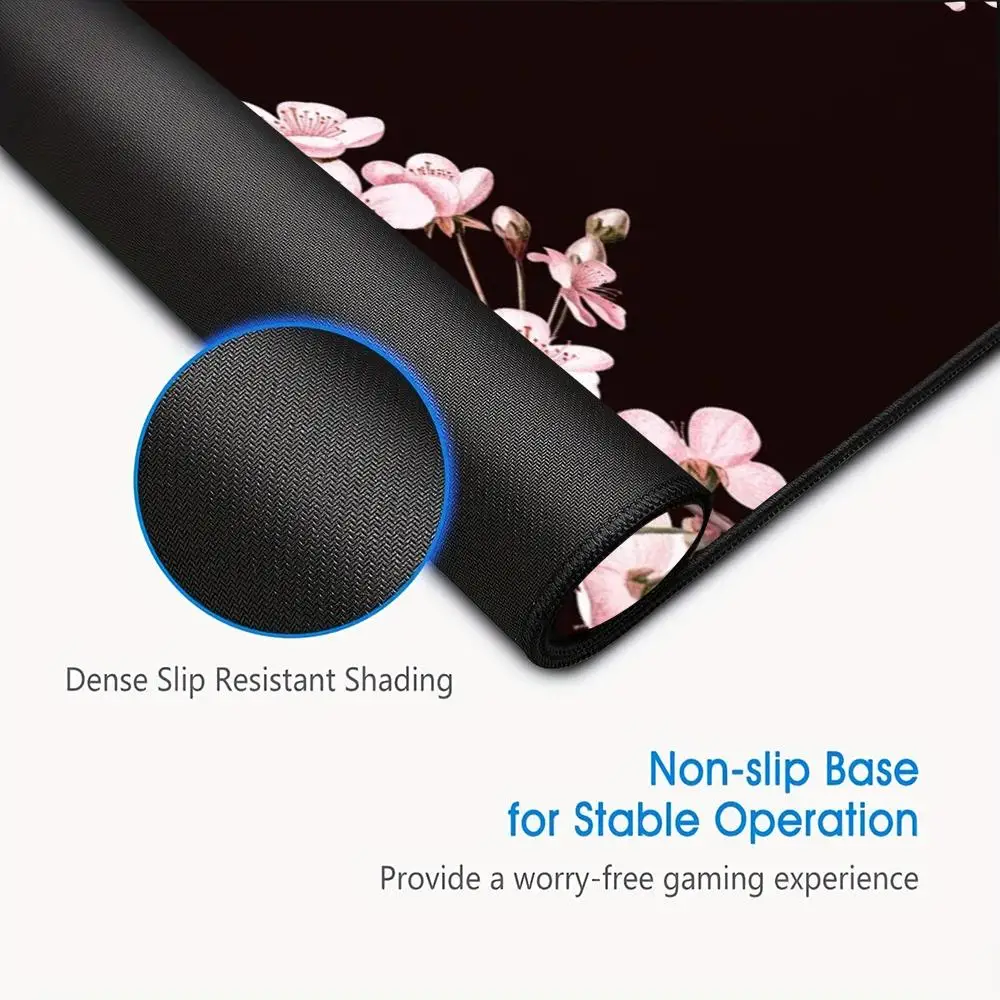لوحة ماوس سميكة بحافة قفل مضادة للانزلاق، لوحة مكتب كبيرة جدًا على الطراز الحبر الياباني