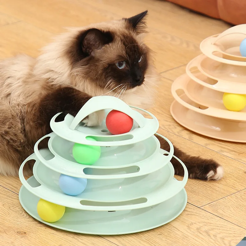 Pet Toy Cat Turntable Ball Teasing Cat Artifact Four-layer Turntable Multi-function Can Be Inserted Teasing Cat Stick