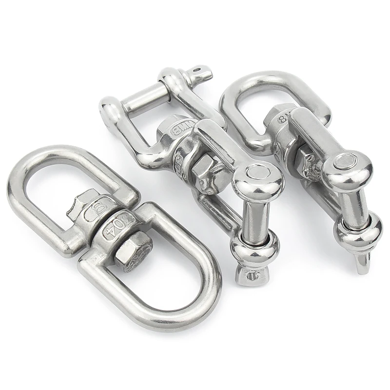 1pcs 304 Stainless Steel Swivel Double Eye Hook Lifting Swivel Ring Swivel Hook M3 - M16 Linking Ring Chain Buckle Dog Chain