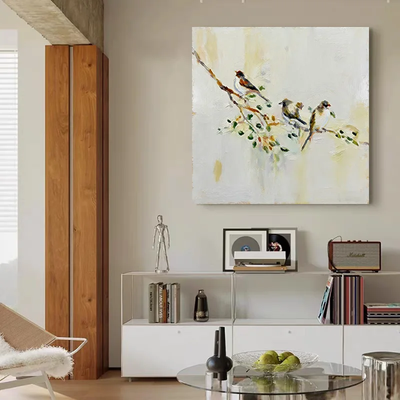 Pintura al óleo texturizada pintada a mano "Joy on the Brow" - pintura decorativa texturizada de estilo chino moderno, cuadro para colgar