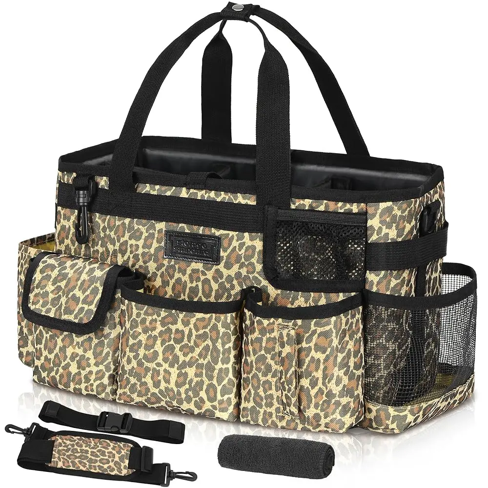 

Cleaning Caddy Organizer With Handle - Large Cleaning Caddy Supplies Bag With Shoulder & Waist Strap - Cleaning Supplies