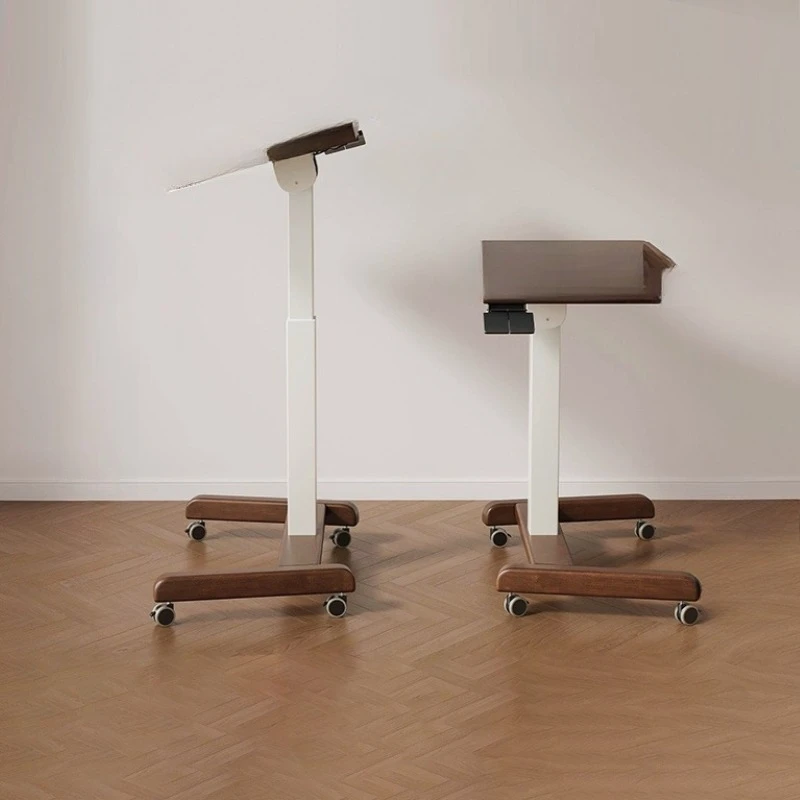 Solid wood lifting, movable, small apartment bedside table, home study, folding table