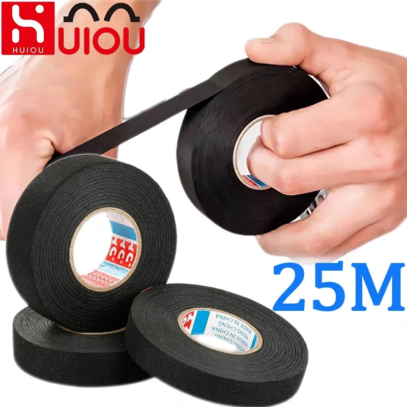 25M Elektrische Tape Zwart Fluwelen Bedrading Bundel Vlam Loom Harnas Brandvertragende Elektrische Tape Plakband Doek Stof Bedrading