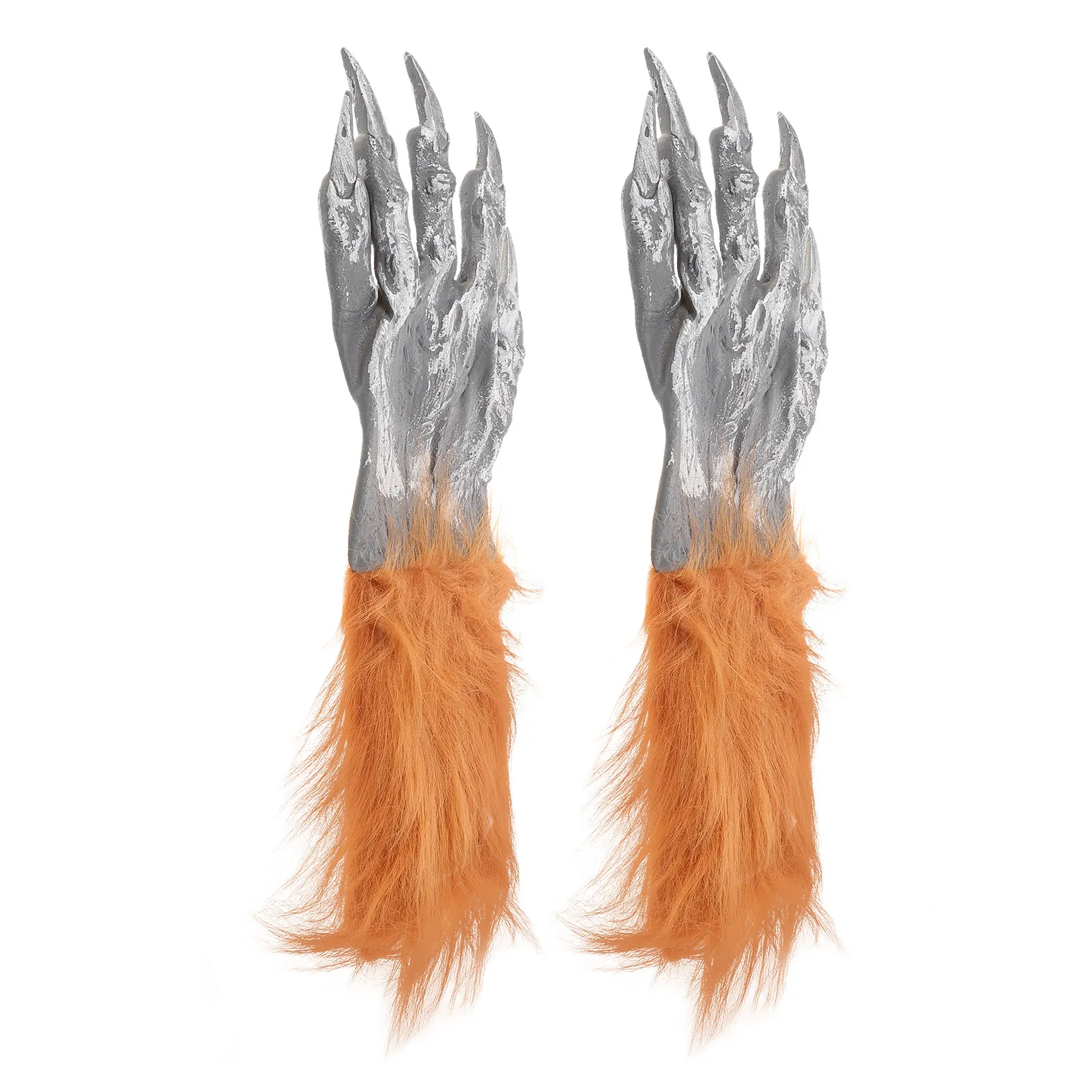 1-ペアの怖いハロウィン手袋血まみれの爪デザイン毛深いオオカミの手コスチュームパーティーに欠かせないコスプレゾンビ用