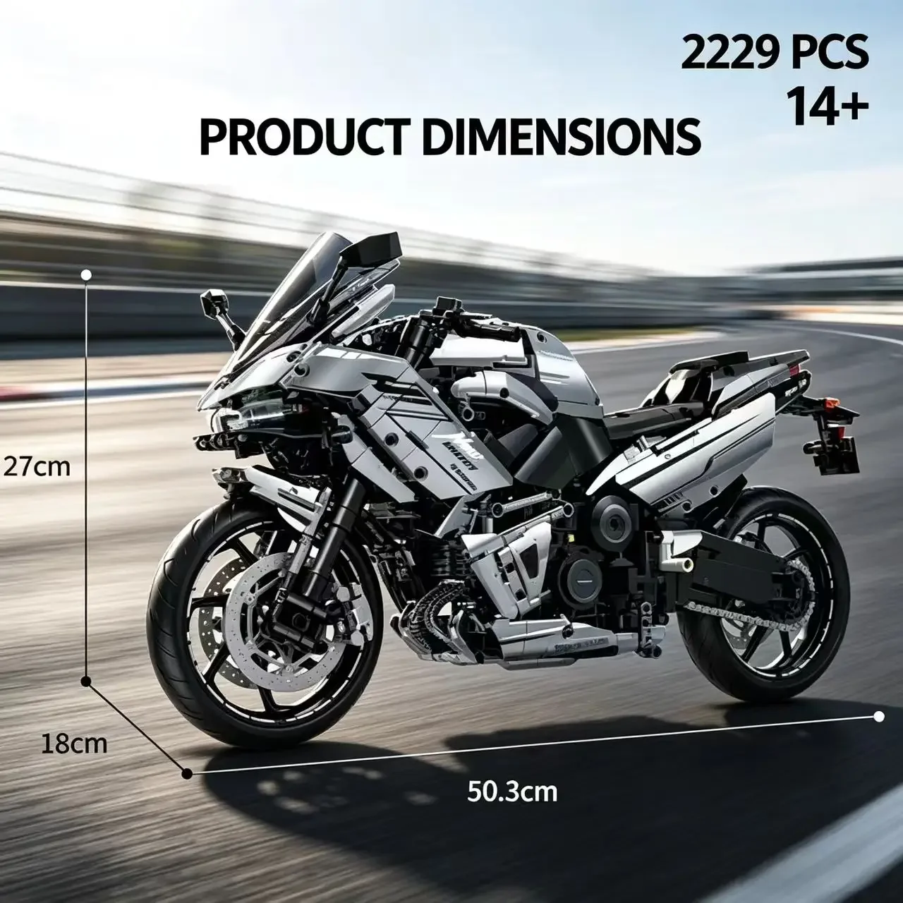 New in-stock Electroplated Silver H5 Motorcycle Model Consists of 2229 Interlocking Blocks and Is Suitable As A Holiday Gift.