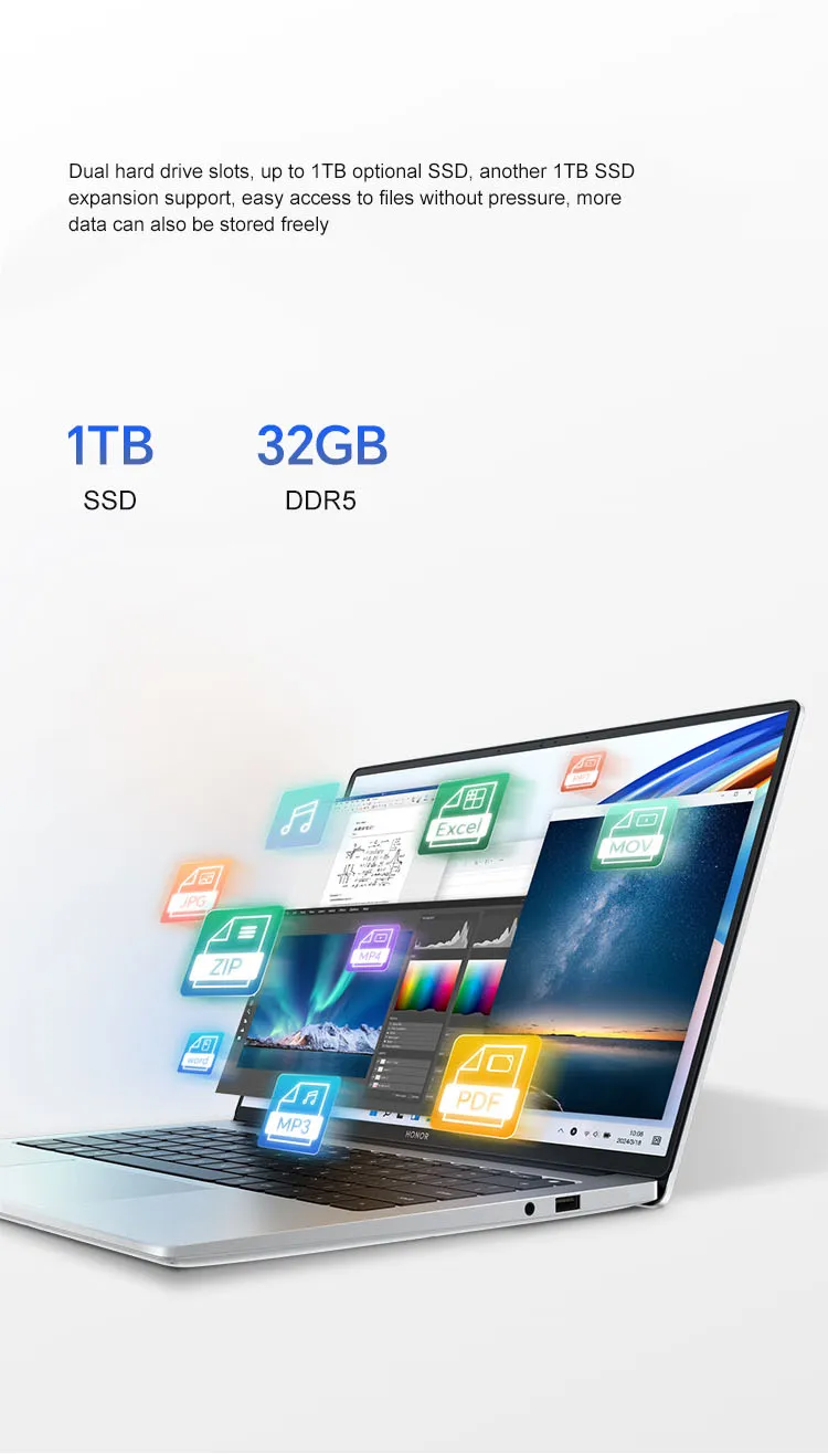 Honor Laptop X16 Plus 16-inch 2024 Riptide R7 8845HS 16GB/32GB RAM 512GB/1TB/2TB SSD 2.5K 120Hz Thin & Light Notebook Computer