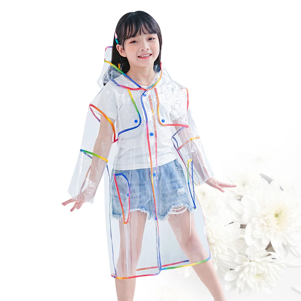 

Clear Kids Raincoat with Hood L Size Portable Eva Rain Poncho for Children Waterproof Compact for Travel Fishing Kayaking Rainy