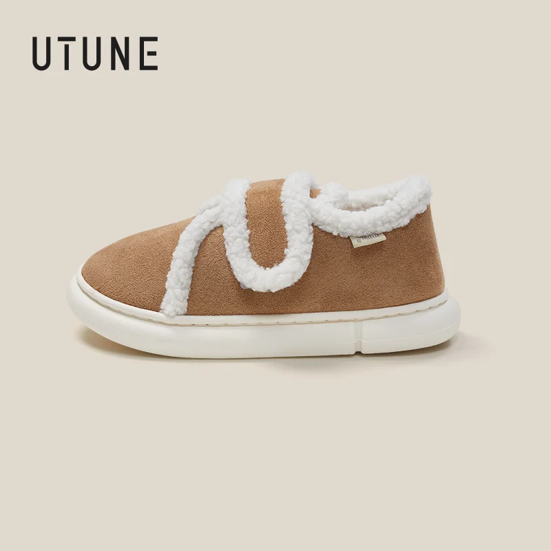 UTUNE winter cotton shoes for moms easy-to-clean material insulated design buckle closure anti-slip sole thick plush interior