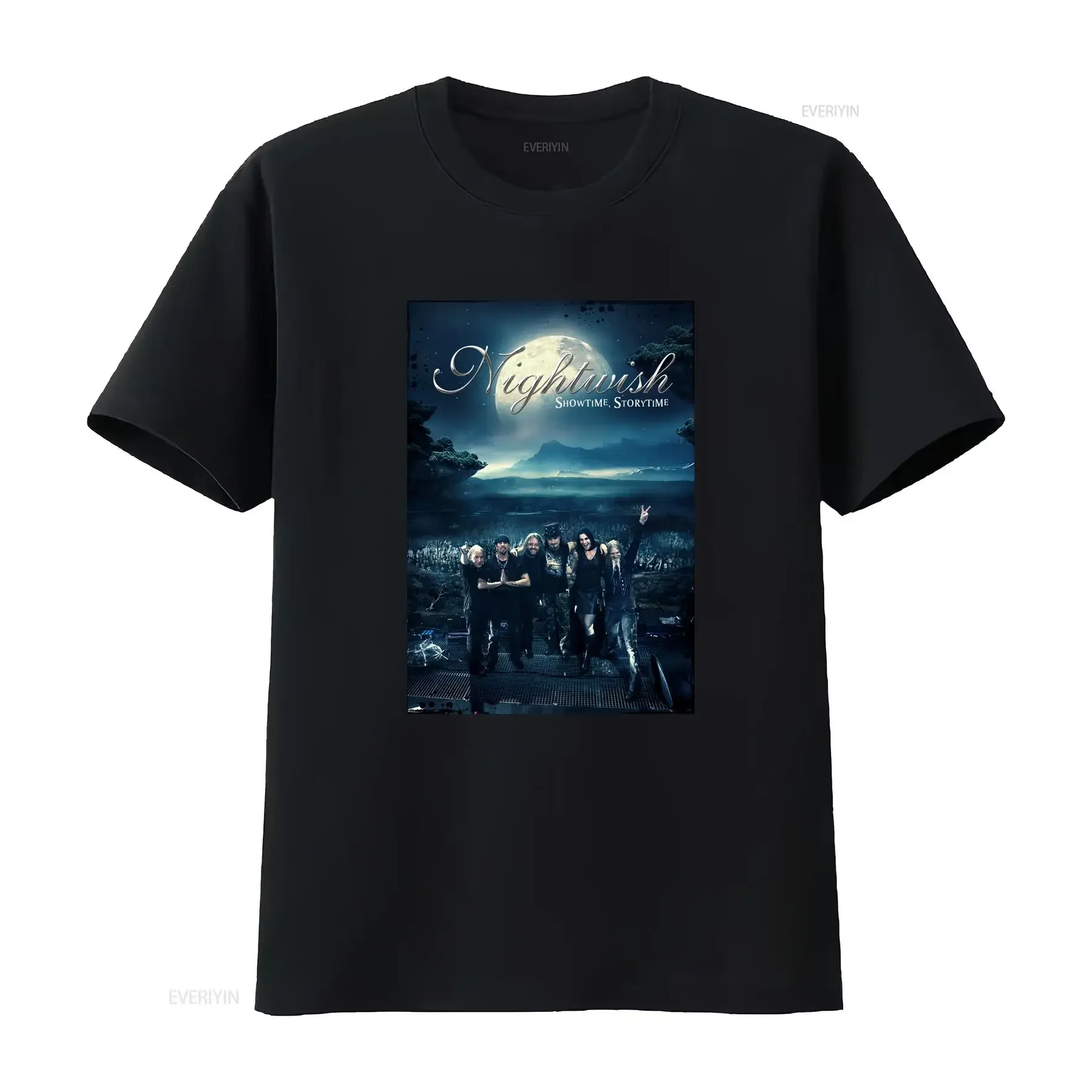 NIGHTWISH Showtime Storytime Black T Shirt Men Xmas S to 5XL K2336 vintage Washed Casual designer clothes homme Versatile