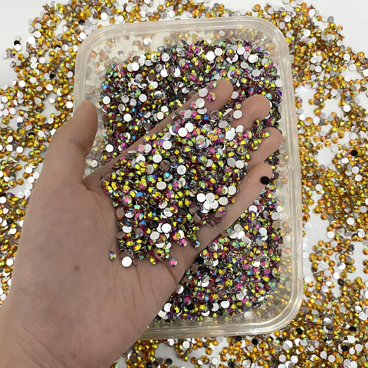 Bulkle Jelly Resin AB Stones Non HotFix Flatback Plastic Crystals Strass Glitter Stone Wholesale Big Pack for DIY Craft Mug Cup