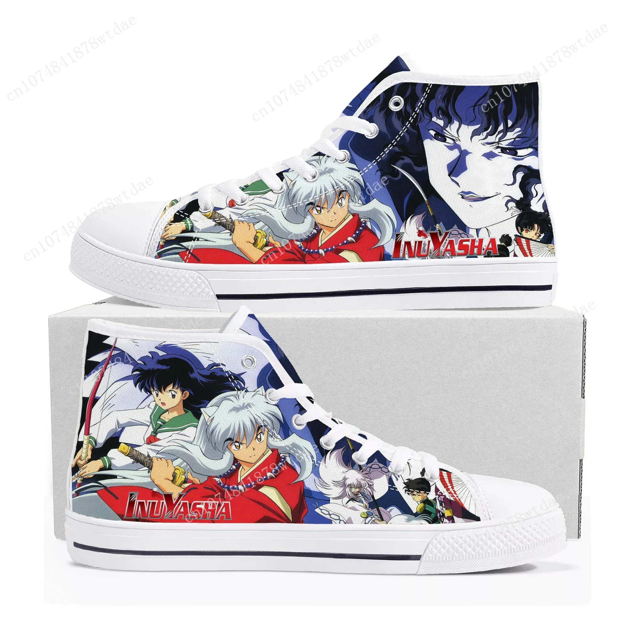 Inuyasha High Top Sneakers Mens Womens Teenager Kagome Higurashi High Quality Canvas Sneaker Comics Manga Couple Customized Shoe