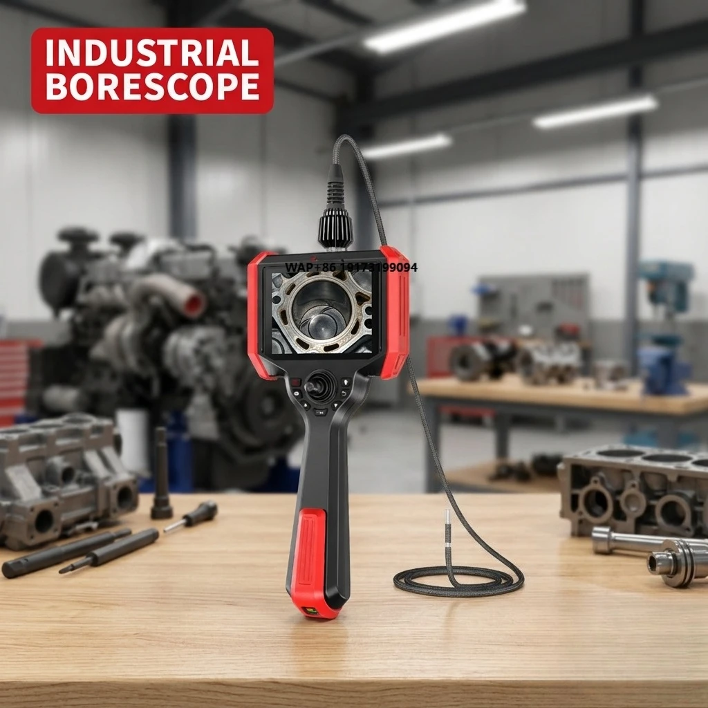 360° Articulating Industrial Endoscope,5 Inch HD Screen,720P IP67 Waterproof LED Video Borescope for Car Engine Maintenance