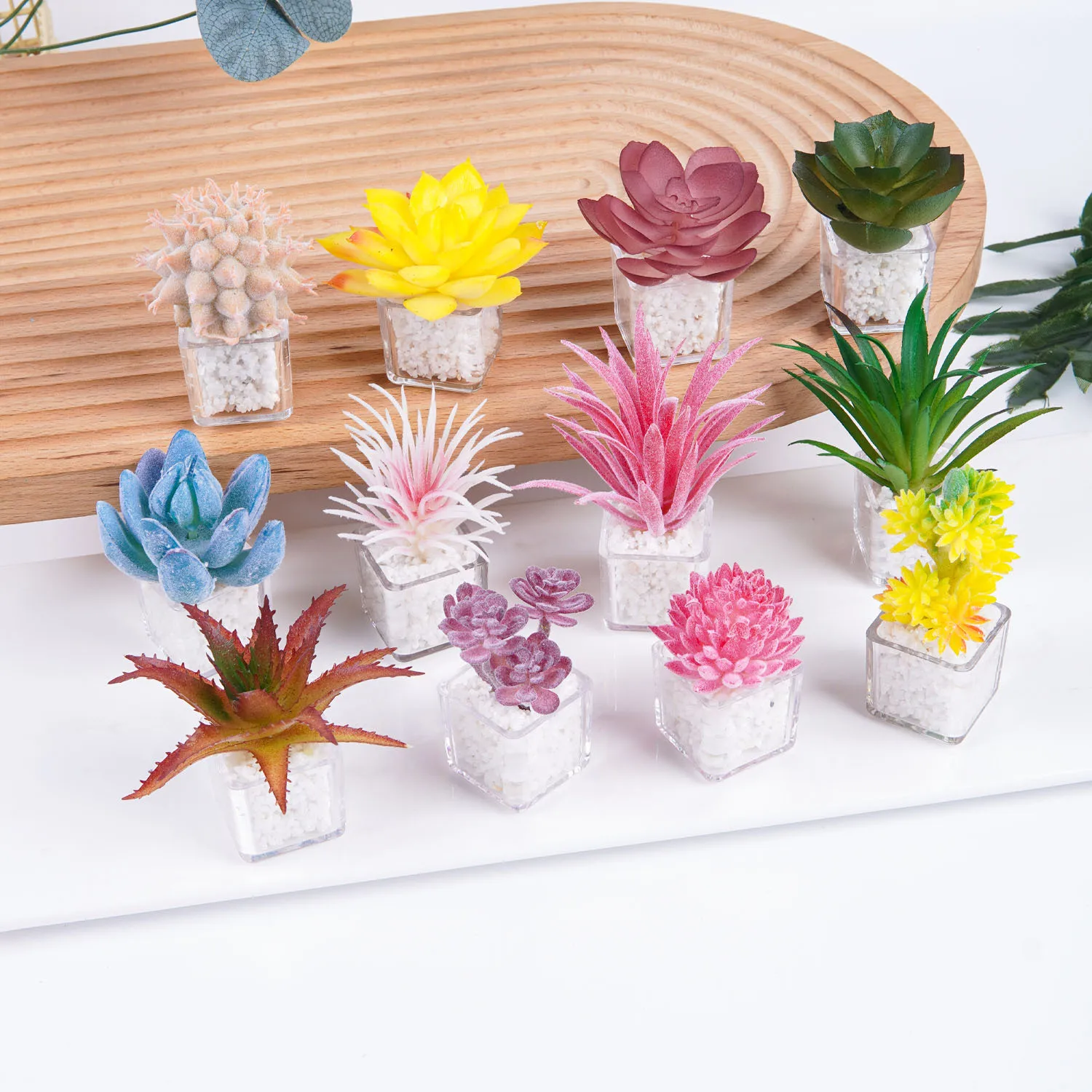 Mini Artificial Succulent Plant Potted Aloe Bonsai Dollhouse Office Scene Green Plant Plastic Desktop Decor Landscape Ornament