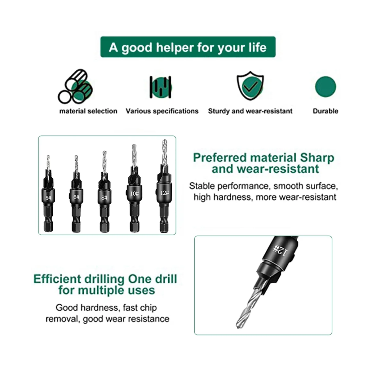 طقم لقم نجارة غاطسة ، مثقاب غاطس ، لتقوم بها بنفسك ، 5 قطع ، 8 قطعة