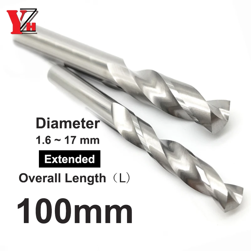 

YZH Carbide Twist Drill Total Length 100mm Solid Tungsten Bits HRC50 CNC Straight Handle Drilling Hole For Metal Iron Steel