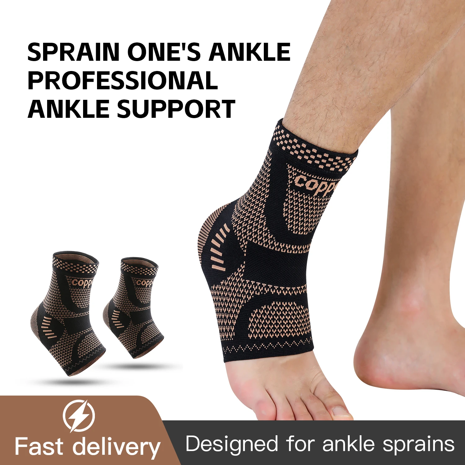 Copper Ankle Brace Men Women Copper Infused Ankle Support Compression Sleeve for Foot Pain Relief Sprained Ankle Tendonitis