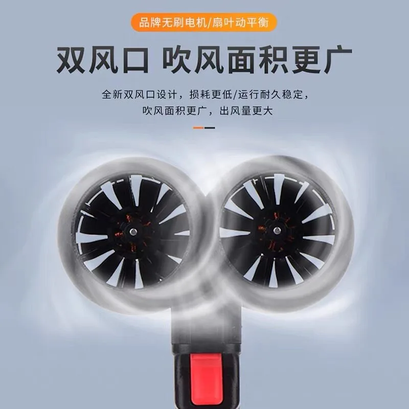 2400W Handheld Turbo Blower 64mm Dual Brushless Motor 4000g Thrust Portable Air Blower Compatible With 18-24V Lithium Battery