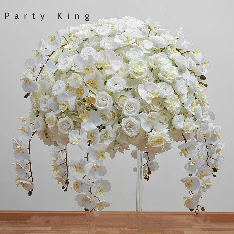 Custom Silk Hydrangea Flower Bunch Party Dinner Table Centerpiece Artificial Flower Ball Home Decor Window Display Props