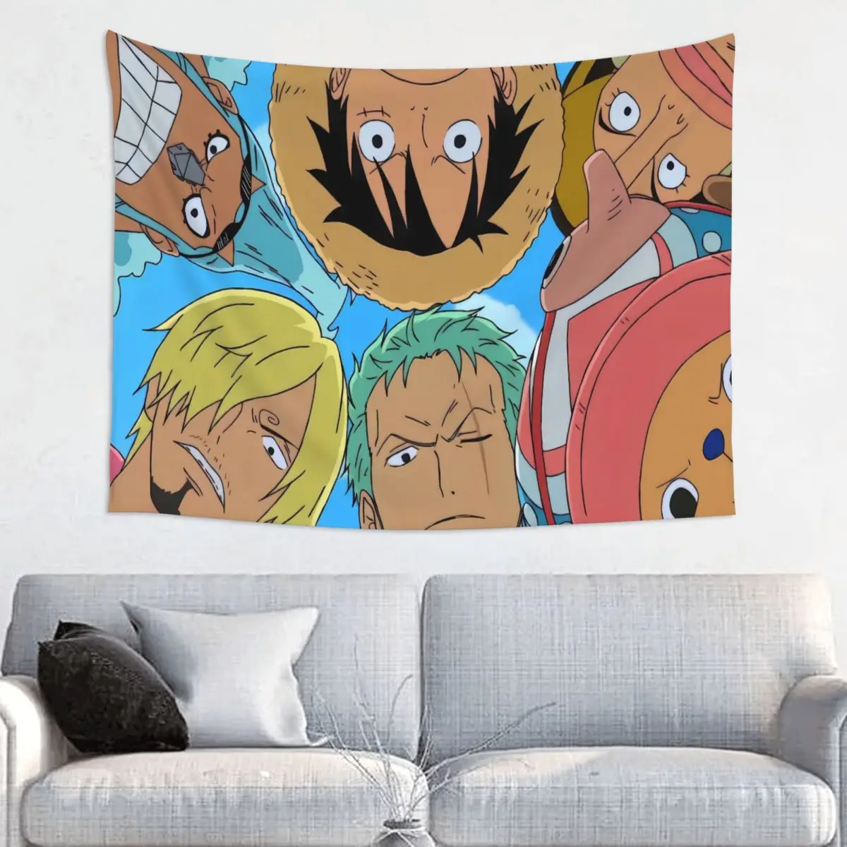 Luffy Zoro Chopper Anime Wandteppich für Schlafzimmer Dekor Wand Hintergrund Stoff Innenzimmer Wohnheim Wand Home Dekoration Kunst