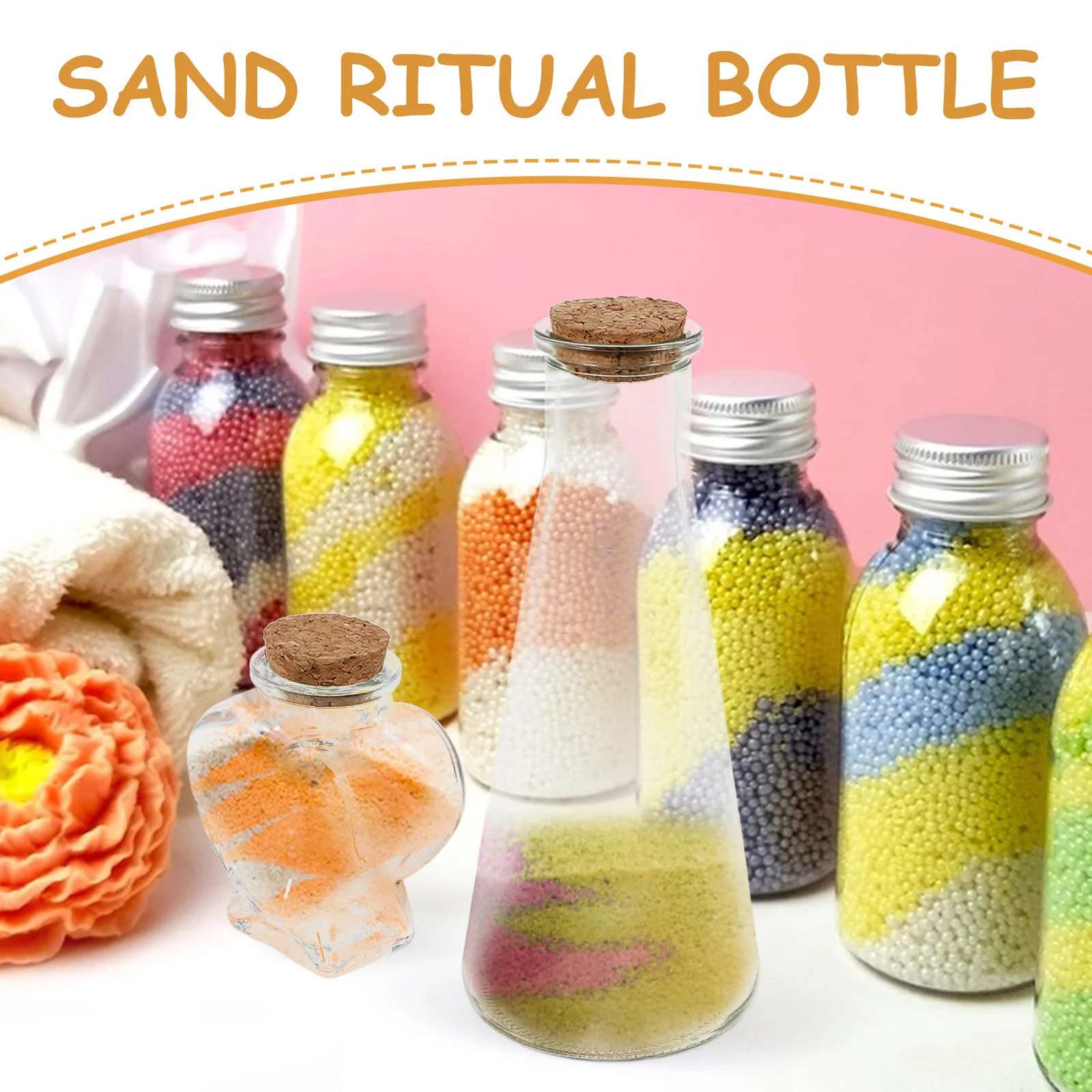 

3Pcs Wedding Sand Ceremony Set Small Glass Decorative Bottles DIY Wishing Bottles Transparent Containers for Craft and Gift