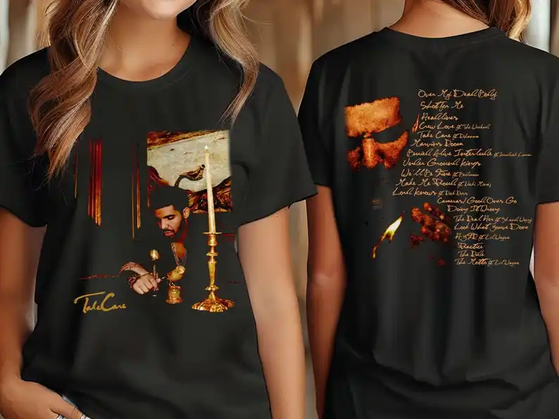 Drake Take Care Grafik-T-Shirt, Vintage-Rap-Shirt, Hip-Hop-Streetwear, lange Ärmel und Sweatshirts erhältlich, Unisex-Passform für Musik