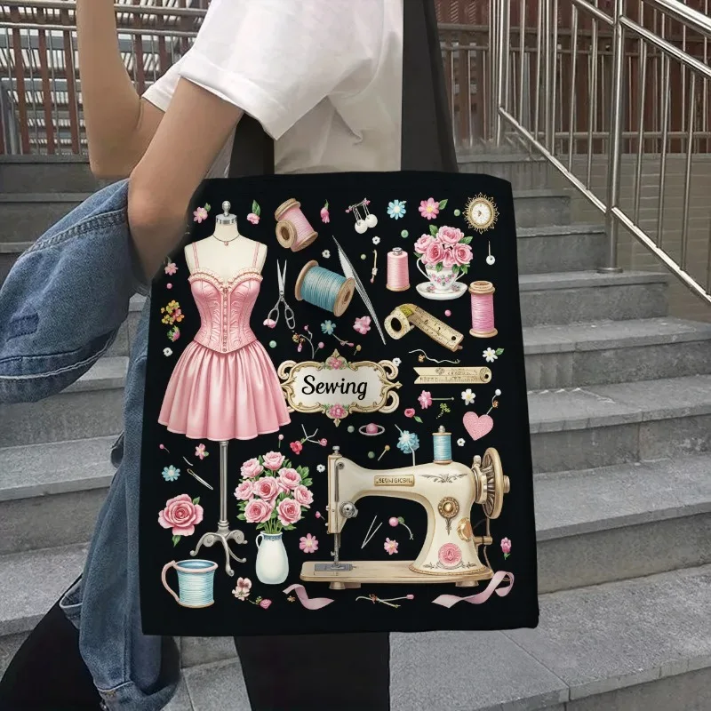 1pc 2D Printed Fashion Tote Bag, Designed for Themed Parties, Reusable As a Stylish Backpack, Multi-Functional Daily Handbag