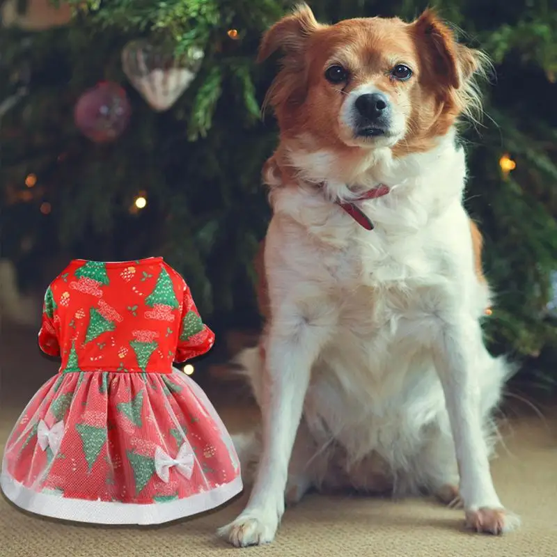 Dog Christmas Dress Merry Christmas Dog Dress For Small Dogs Mesh Skirt Soft And Breathable Fluffy Thin And Skin-Friendly For