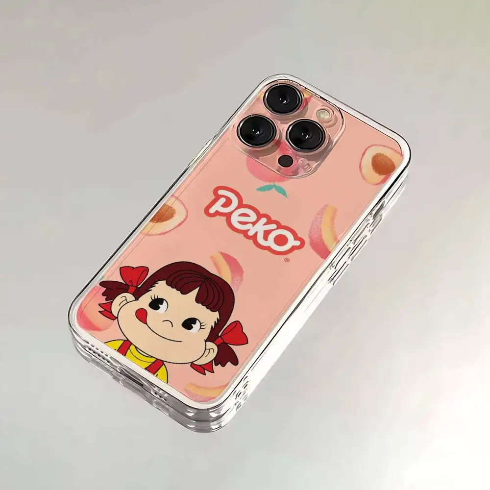 Fujiya Milky Peko-Chan Handyhülle für iPhone 6,16,15,14,13,12,11,17 Pro,Max,Plus,X,XS,XR,SE,Mini Transparente Softcover