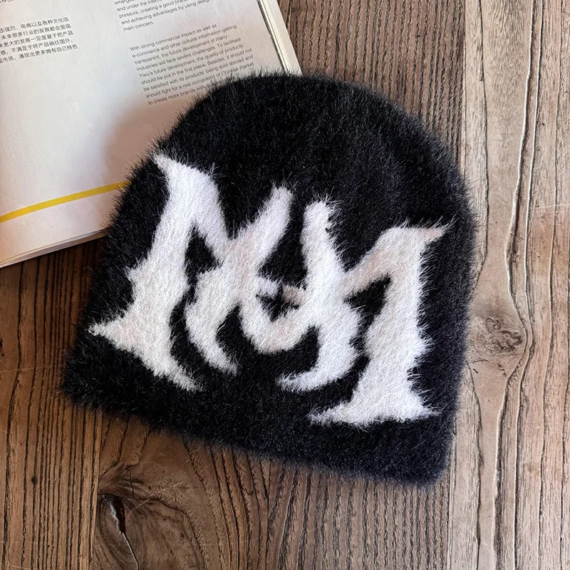 Y2K الجاكار بيني رسالة بيني رجل رقيق أفخم قبعات للرجال النساء الخريف الشتاء منفعل متماسكة الهيب هوب الدفء الأذن قبعات الذكور #2