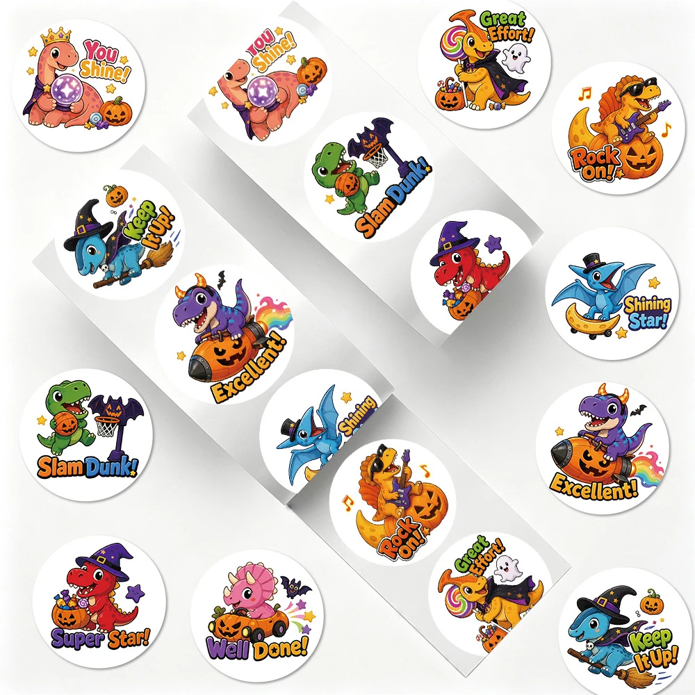 500pcs/Roll Halloween Animal Dinosaur Sealing Stickers DIY Laptop Luggage Stationery Cool Decoration Decals Labels Toys Gift