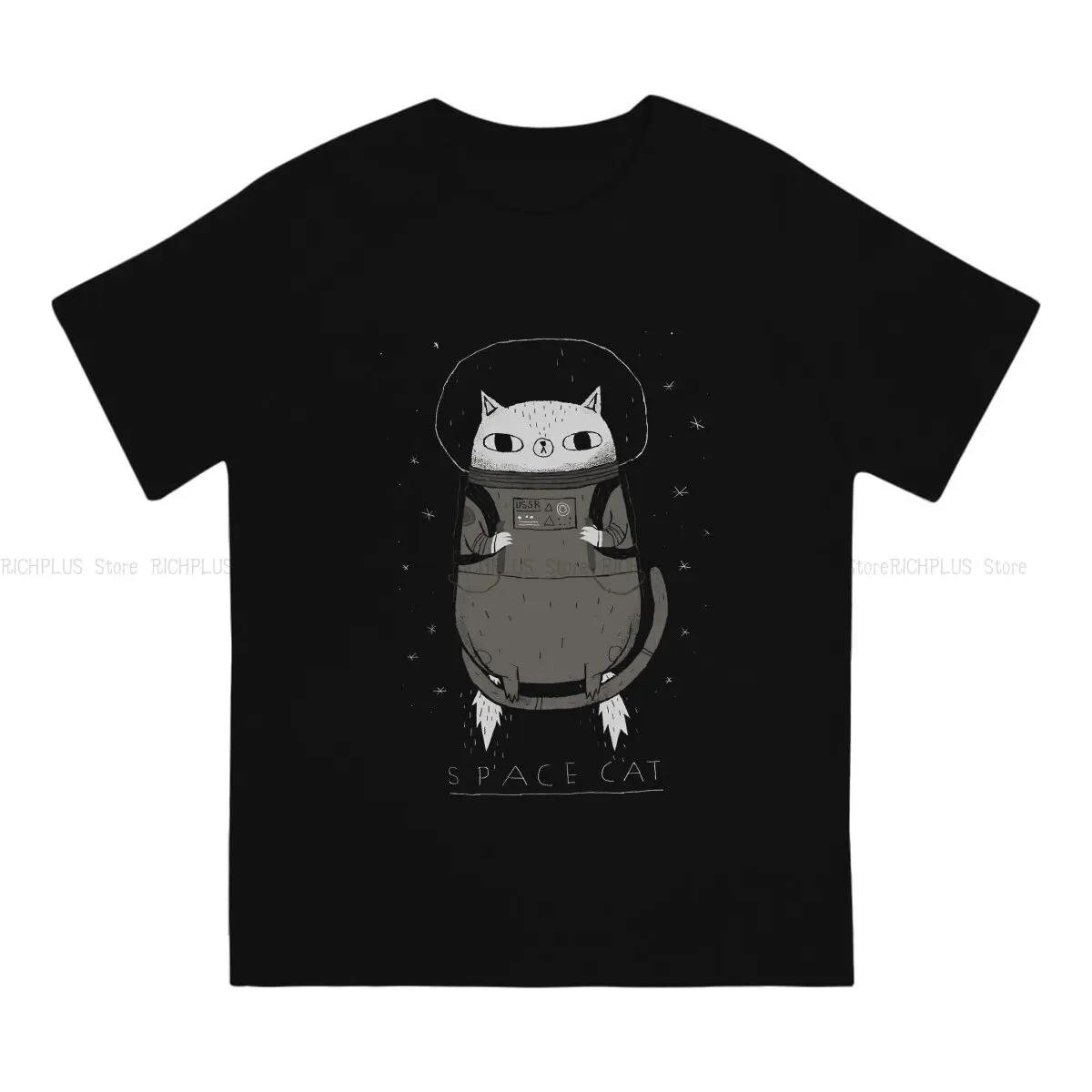 Meme Newest TShirt for Men Space Cat Round Collar Polyester T Shirt Personalize Birthday Gifts Streetwear