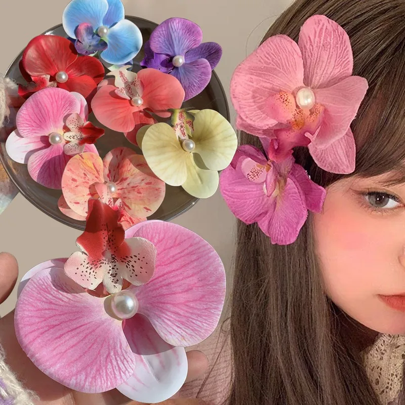 Phalaenopsis Flower Hair Clip Simulated Floral French Elegant Fashion Barrettes New Colors Girls Headwear Bobby Pin Accessories