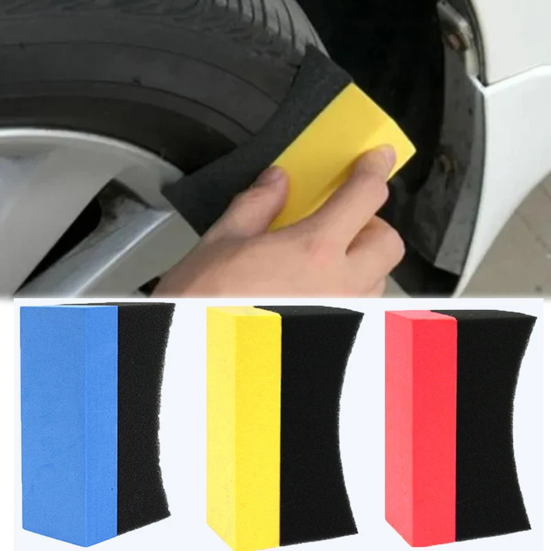 2Pcs Car Wheel Polishing Waxing Sponge Brush Car Tire Cleaning Brush Sponge Pad Tyre Water Suction Cleaner Auto Wash Accessories