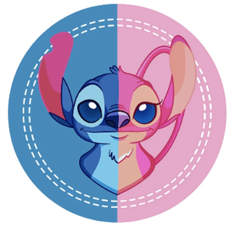 Lilo & Stitch 천사 라운드 배경, 3 실린더 커버, 사진 배경, 베이비 샤워, 생일 파티 장식